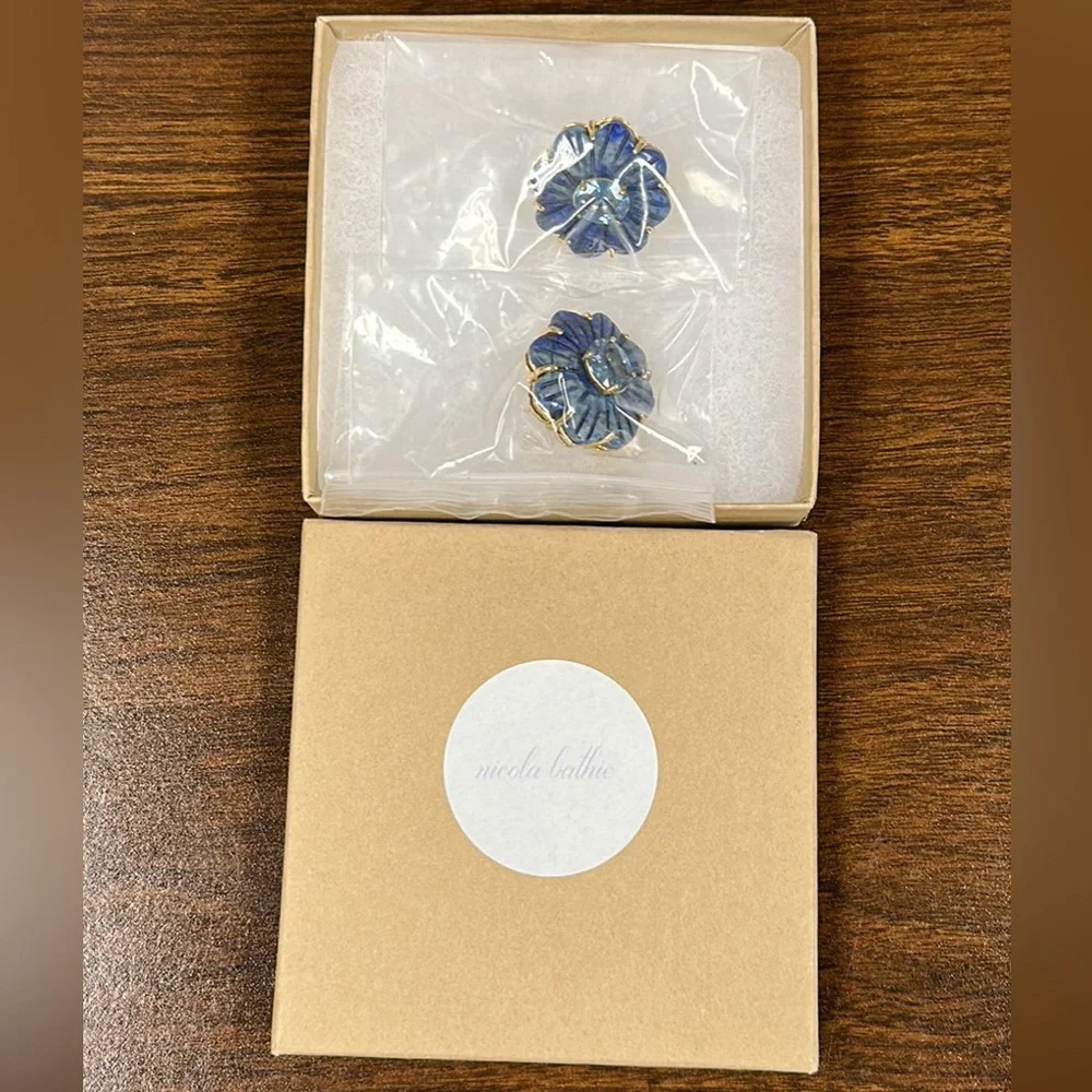 Nicola Bathie Jewelry Lapis Flower Studs - Picture 8 of 8